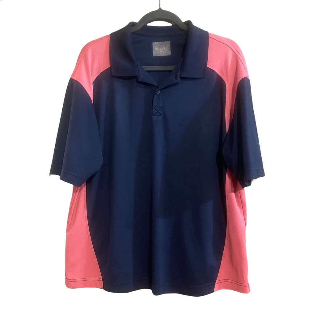 Navy Blue and Pink Collared Shirt